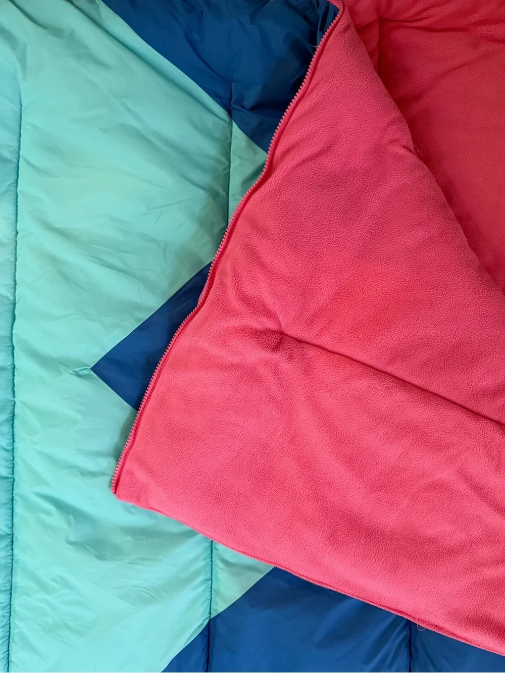 Lands' End Pink, Light Blue & Royal Blue Chevron Quilted Comforter